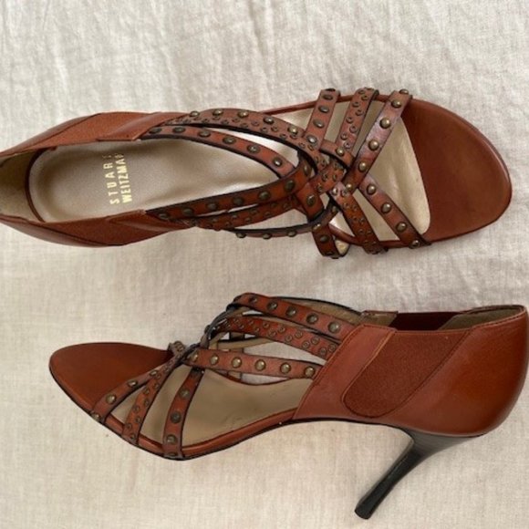 Stunning Stuart Weitzman Cognac Leather Heels - Picture 1 of 6